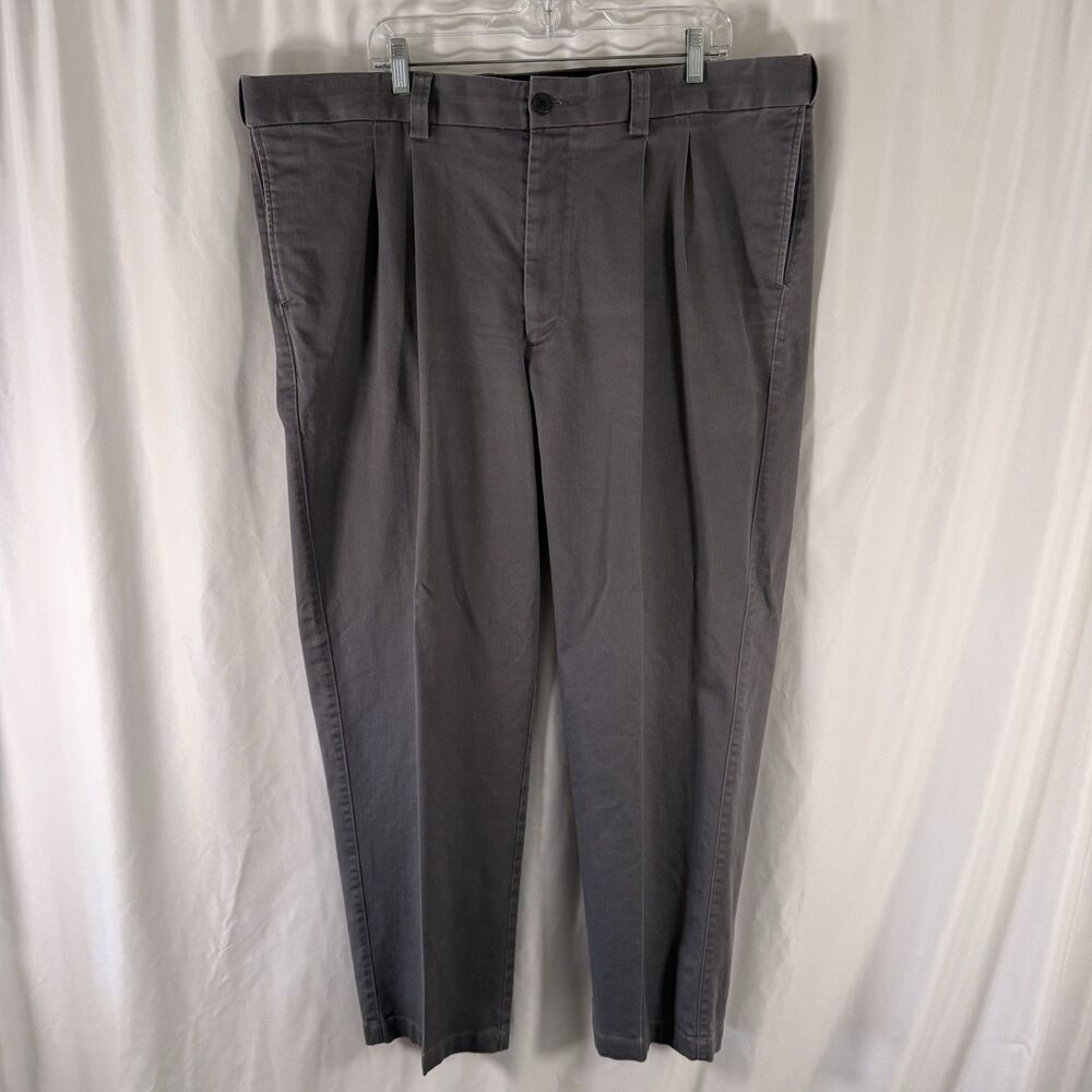 Oak Hill Pants Men's 44x30 Grey Pleated Stretch Waist Cotton Blend